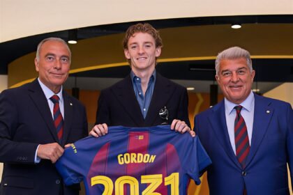 Barcelona have officially completed the signing of England international winger Anthony Gordon