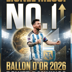 Ballon d'Or 2026 Power Rankings graphic with Lionel Messi leading after the FIFA World Cup semifinals.